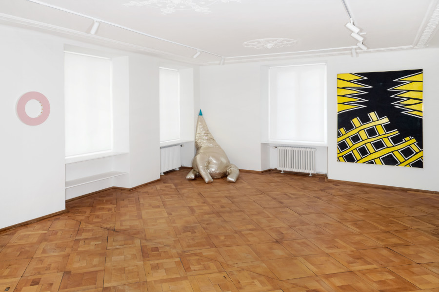Installation view, Not So Fast! curated by John Armleder, Larkin Erdmann, 2022. Courtesy: Larkin Erdmann Gallery. Photograph: Flavio Karrer, Zürich.