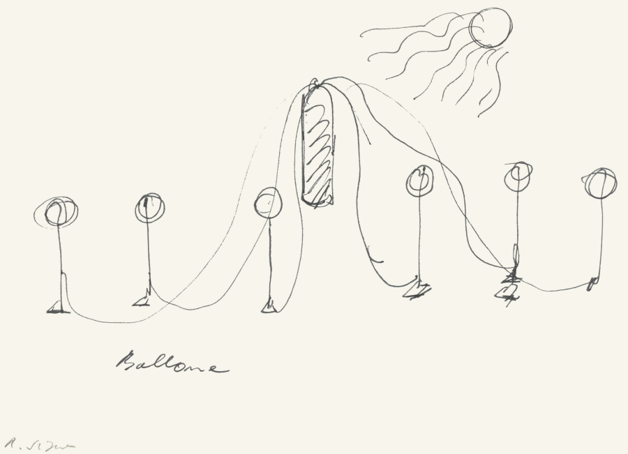 Roman Signer, Skizze zu einer Aktion (Wagen mit Rakete), 1984, © Roman Signer