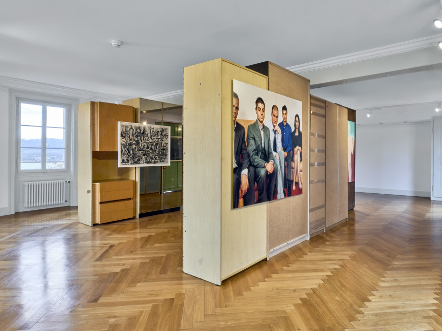 Installation view (from left to right), Tito Honegger, Sans titre (series) , 2005, monotype on silk paper, 72.5 x 100 cm, Alexia Walther, La Forêt, 2000, C-Print on aluminium, 120 x 140 cm, Miriam Cahn, Zeitgenössiches Gefühl, 2009, oil on canvas, 125.2 x 81.5 cm. Photo: Serge Fruehauf. Courtesy: Collection FCAC