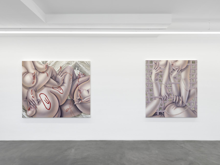 Exhibition view, Sarah Slappey, Tenderizer, Galerie Maria Bernheim, 2020. Photo Credit: Annik Wetter.