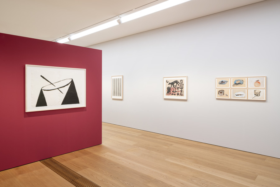 Exhibition view, Naissance et vie des formes, Dessins contemporains de la collection, MCBA Lausanne, 2022.