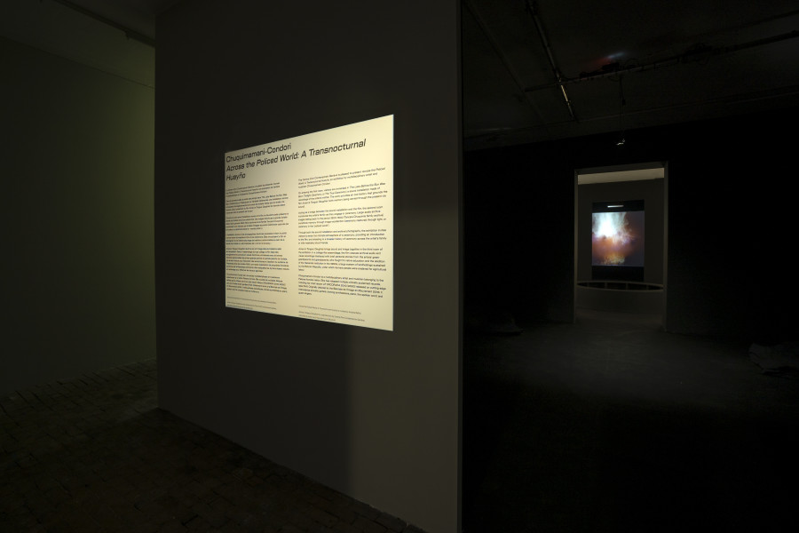 Exhibition view of Across the Policed World: A Transnocturnal Huayño at Centre d’Art Contemporain Genève (March 5, 2022‒May 1, 2022). © Centre d’Art Contemporain Genève. Photo: Julien Girard