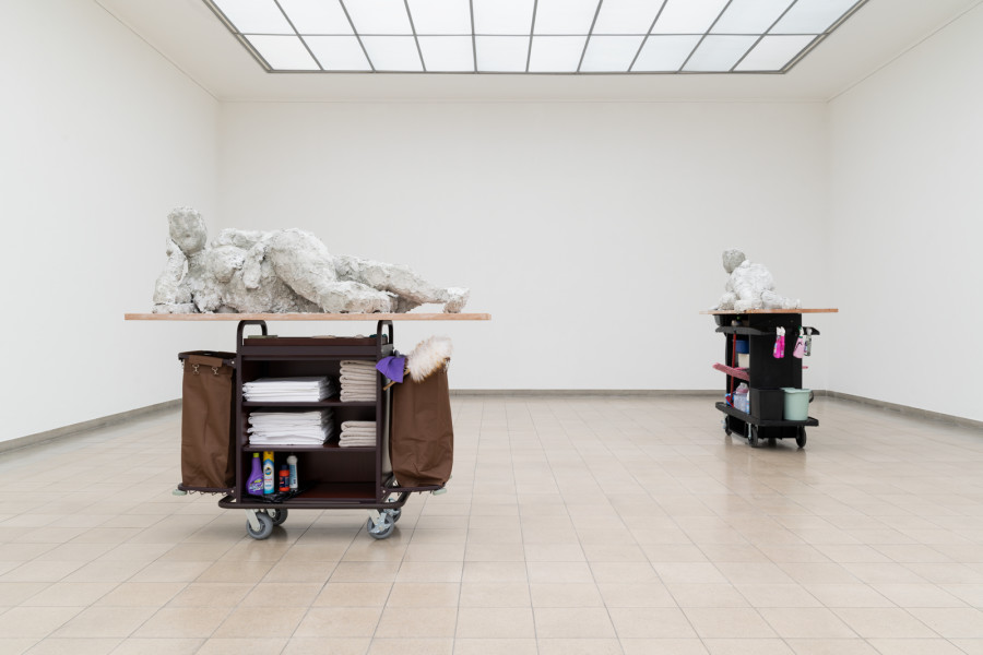 Nicole Wermers, Reclining Fanmail, exhibition view, Kunsthaus Glarus 2022. Photo: Gunnar Meier