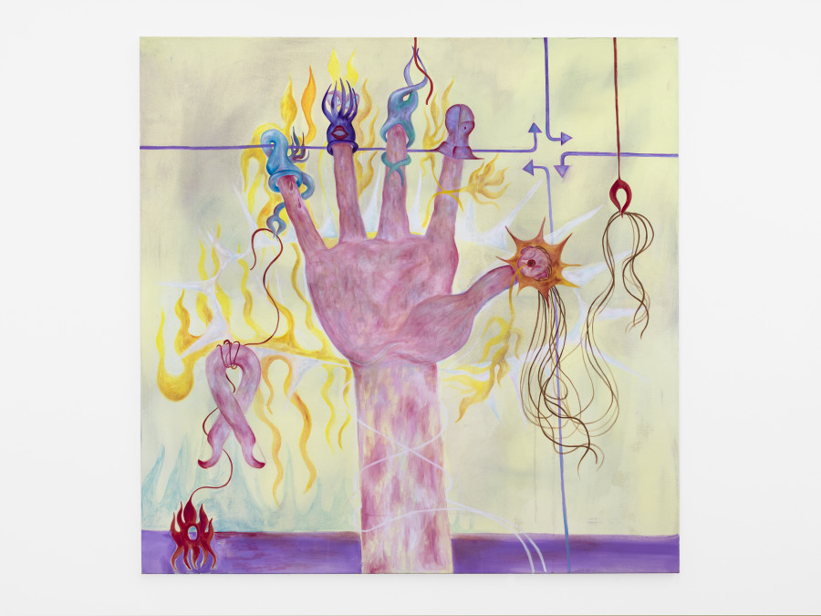 Melisa Sabir, Prozesse, Oil on Canvas, 135 × 135 cm, 2021 / Photo: Cedric Mussano / Courtesy: the artists and Kirchgasse Gallery