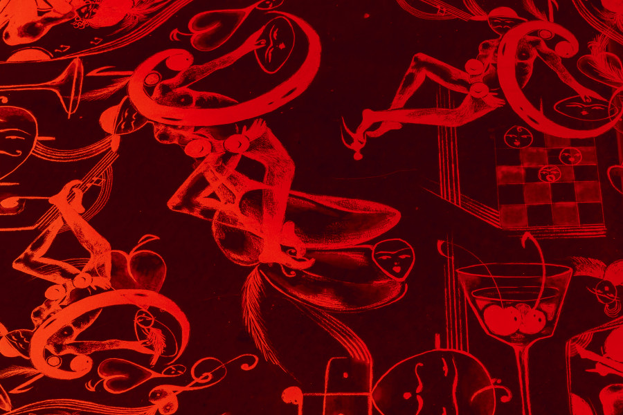 Installation view Sadaf H. Nava, Fabulas Score, schwarzescafé | Luma Westbau, Zurich, 2022. Photo: Nelly Rodriguez