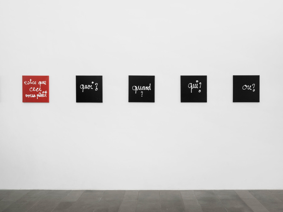 Exhibition view, Ben Vautier, What is the question?, galerie lange + pult, 2022. Photo credit: Julien Gremaud