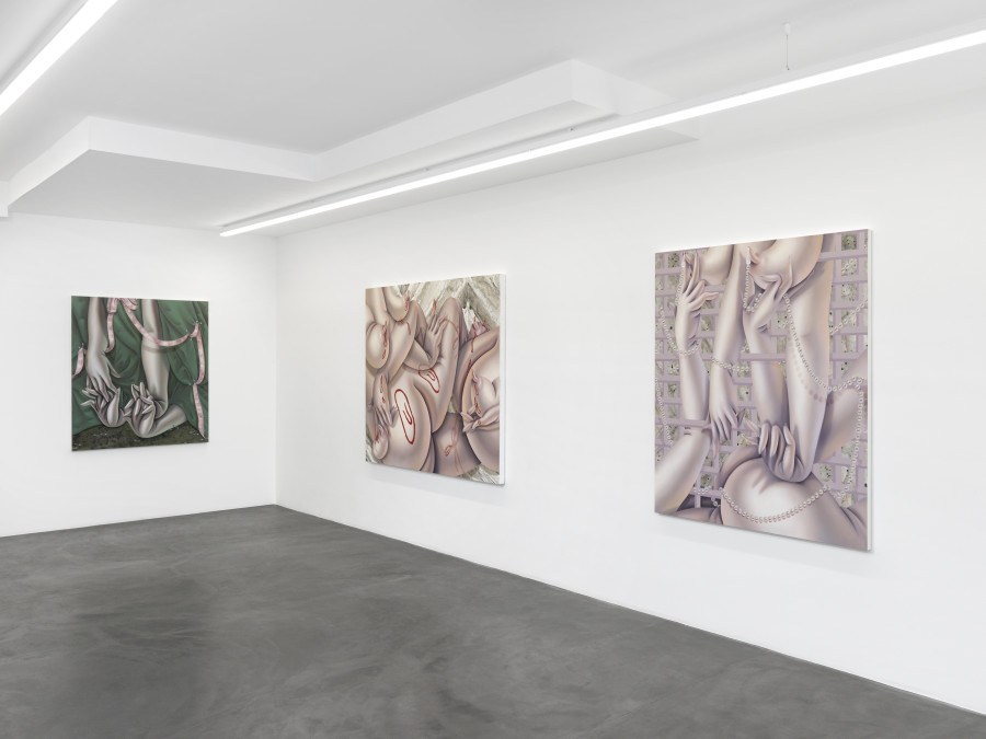 Exhibition view, Sarah Slappey, Tenderizer, Galerie Maria Bernheim, 2020. Photo Credit: Annik Wetter.