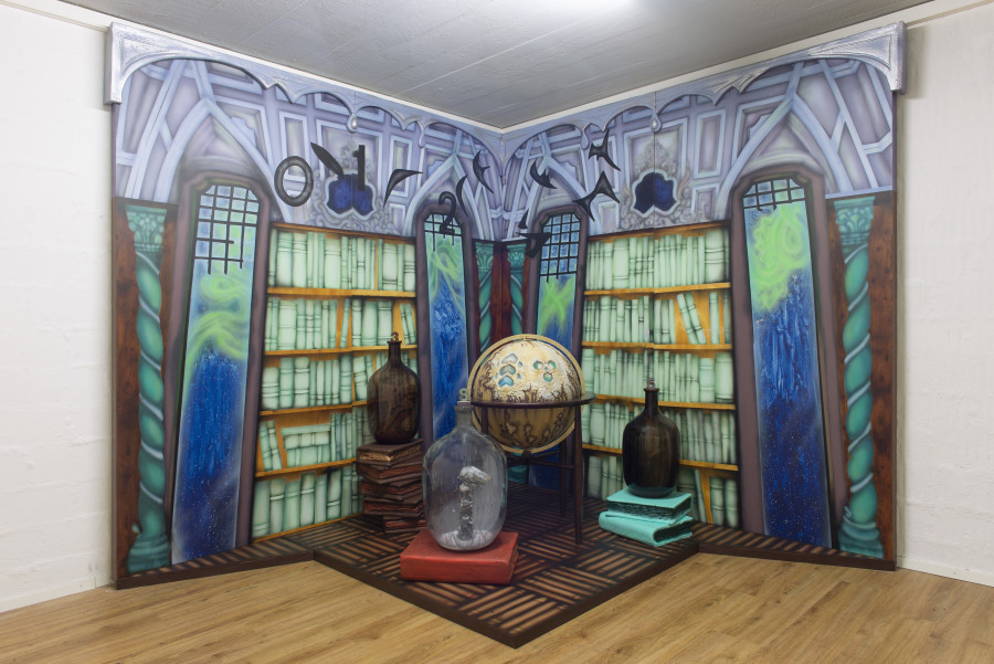 Ilaria Vinci,This window is my sky, this room my world, Wood panels, mixed media, 221 x 220 cm (in two panels), each / Picture:  Mischa Schlegel/ Courtesy: the Artist and Plymouth Rock