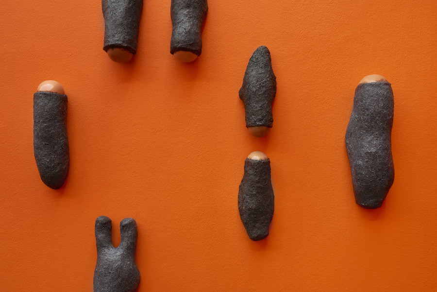 Installation view, Pedro Wirz, Environmental Hangover, Kunsthalle Basel, 2022, view on the series Sour Ground, 2022. Photo: Philipp Hänger / Kunsthalle Basel