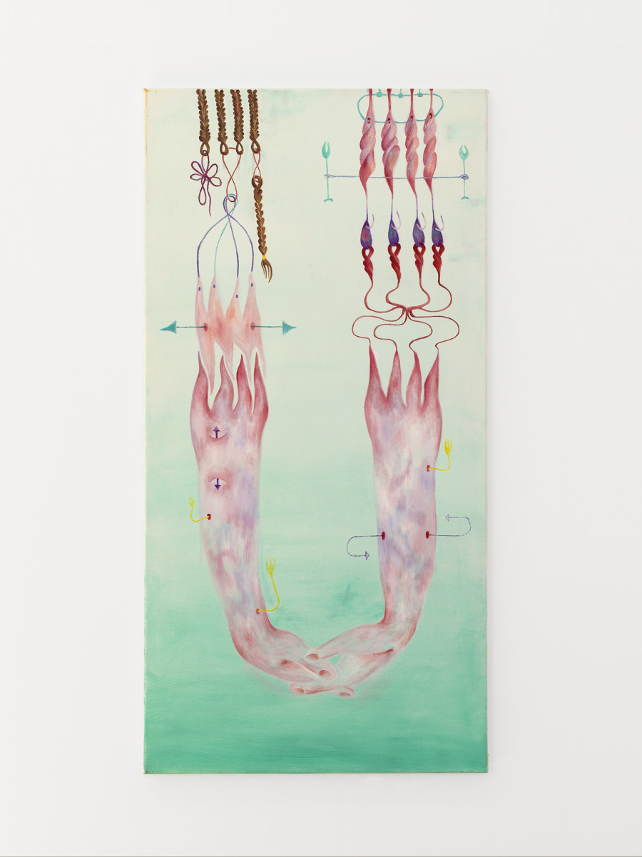 Melisa Sabir, Randomisierte Sphären Studie, Oil on Canvas, 110 × 55 cm, 2020 / Photo: Cedric Mussano / Courtesy: the artist and Kirchgasse Gallery