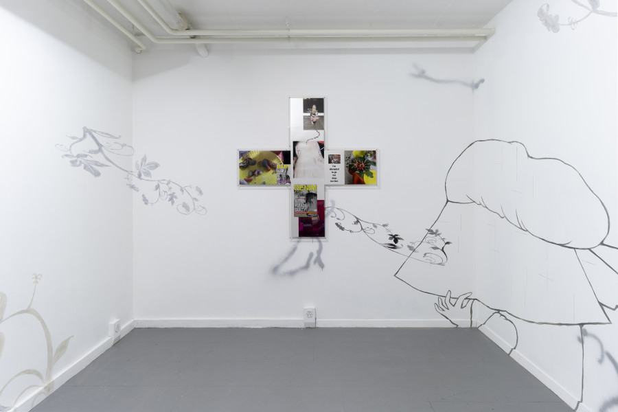 Confessions on sparkling hill, Alison Yip & Tiziana La Melia, Exhibition view, 2023, Damien & The Love Guru, Zürich, Photo: Claude Barrault. Courtesy the artists and Damien & The Love Guru, Brussels/Zürich.