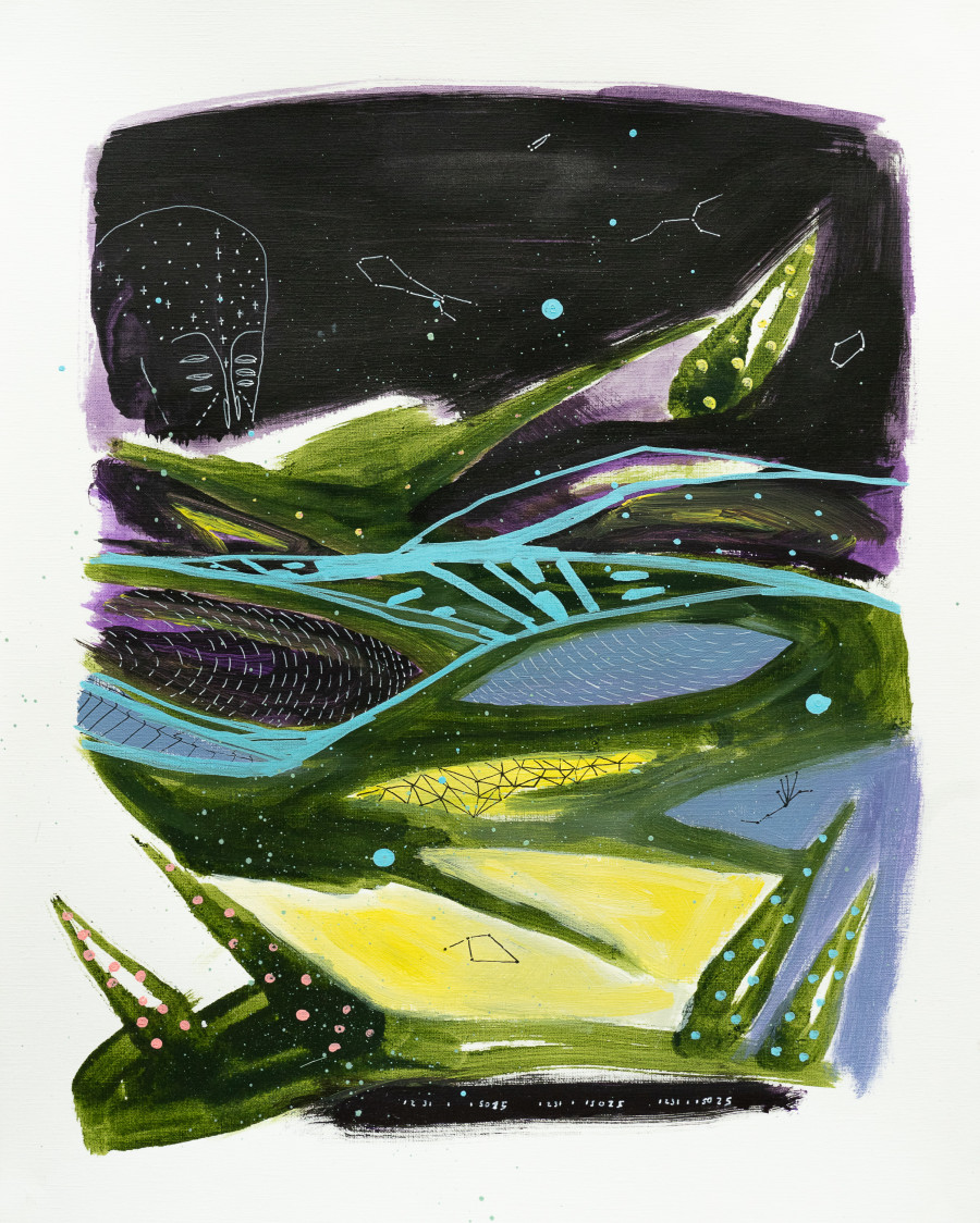 Leandro Pesantes B., INTERMITENCIA III, 2021. Acrylic on canvas paper. 50 x 40 cm. Unique. Photographer: Marcel Scheible. Courtesy of the artist and VITRINE London/Basel