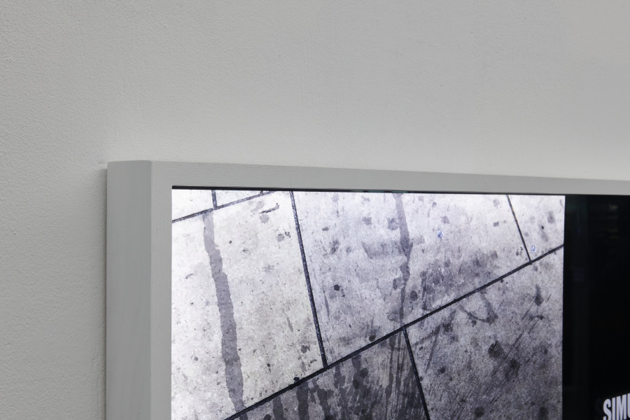 Tim Etchells, Feeling (detail), 2021. Archival Duratrans print, wood, LEDs, plexiglas, acrylic paint. 87 x 122 x 6.5. Edition of 3 (+1 AP). Courtesy of the artist and VITRINE. Photographer: Nici Jost.