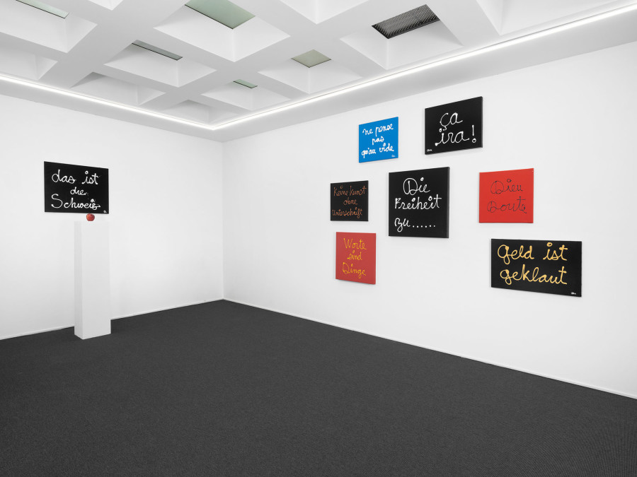 Exhibition view, Ben Vautier, What is the question?, galerie lange + pult, 2022. Photo credit: Julien Gremaud