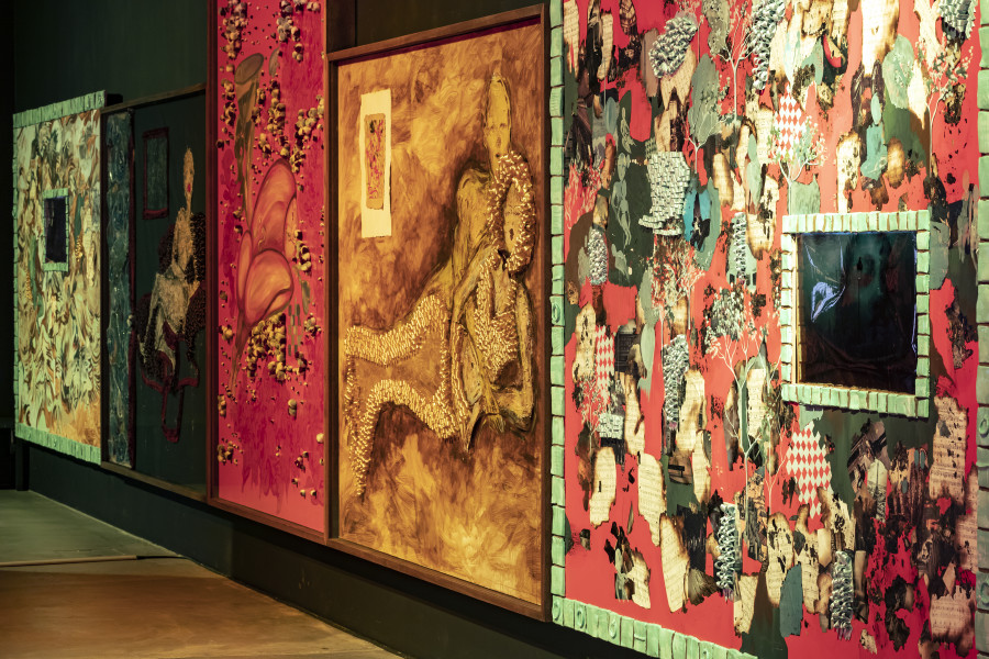 Installation view Sadaf H. Nava, Fabulas Score, schwarzescafé | Luma Westbau, Zurich, 2022. Photo: Nelly Rodriguez