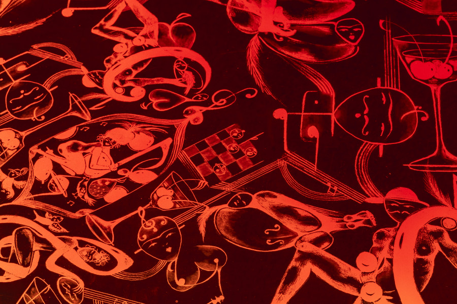 Installation view Sadaf H. Nava, Fabulas Score, schwarzescafé | Luma Westbau, Zurich, 2022. Photo: Nelly Rodriguez