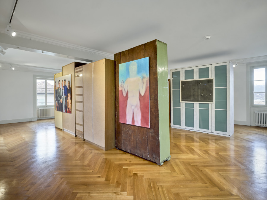 Installation view: (from left to right), Alexia Walther, La Forêt, 2000, C-Print on aluminium, 120 x 140 cm, Miriam Cahn, Zeitgenössiches Gefühl, 2009, oil on canvas, 125.2 x 81.5 cm, Tito Honegger, Sans titre (series) , 2005, monotype on silk paper, 72.5 x 100 cm. Photo: Serge Fruehauf. Courtesy: Collection FCAC