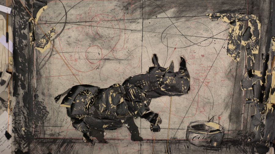 William Kentridge Dancing Rhino, 2020 Videostill aus The Long Minute, 2020 © William Kentridge