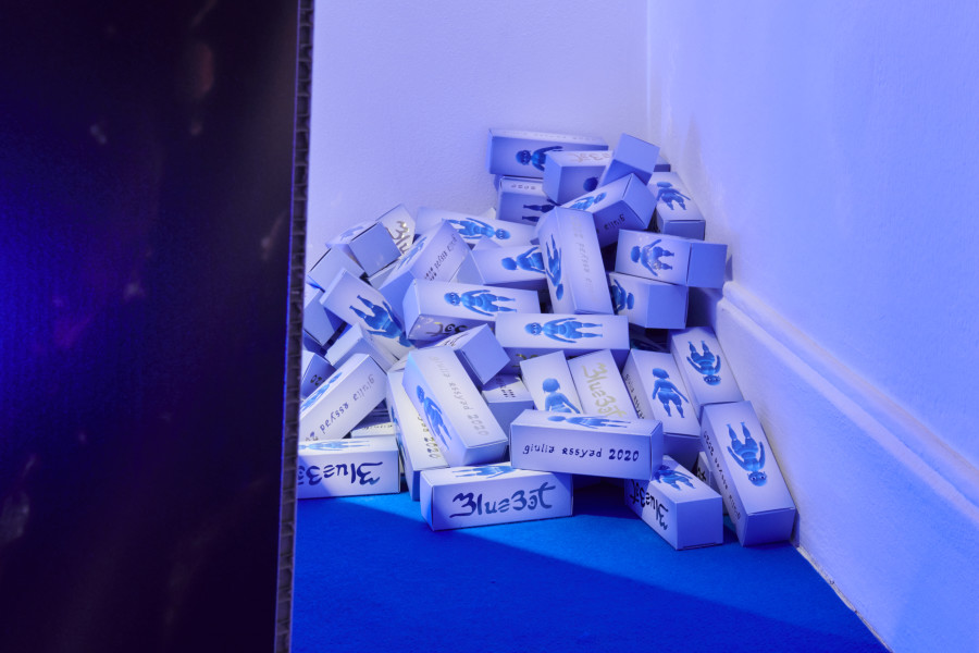 Exhibition view, Giulia Essyad, -A Selene Blues-, Fri Art, 2020. Photo Guillaume Python. Courtesy of Fri Art Kunsthalle