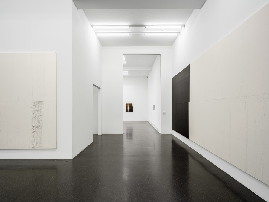 Installation view, Alvin Baltrop, Wade Guyton, Heimo Zobernig, Galerie Francesca Pia, Zurich, 2022. Photo: Cedric Mussano
