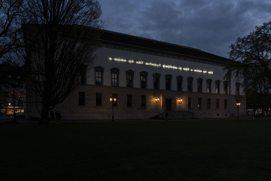 Bethan Huws, Untitled (A WORK OF ART WITHOUT EMOTION IS NOT A WORK OF ART / ARE YOU SURE?), 2020/2021, Kunst Museum Winterthur, Schenkung des Galerievereins, Freunde Kunst Museum Winterthur, 2021, ©2021, Bethan Huws / ProLitteris, Zurich Photos: Reto Kaufmann