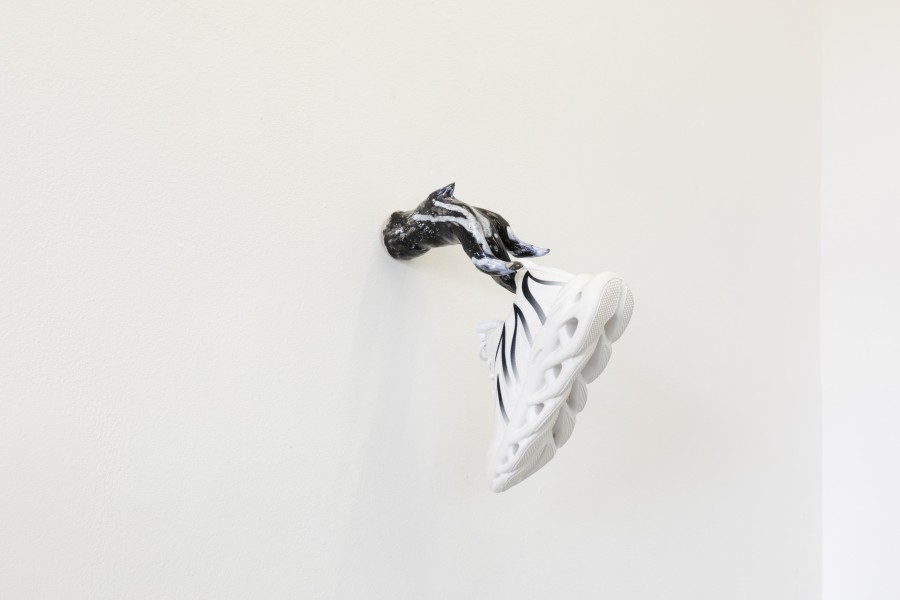 My Hand IV. Spray Paint, Fabric, Plush, Woodframe 116 x 85 x 4 cm, Markéta Jachimova, MY HANDS, KALI Gallery, Installation view, 2022